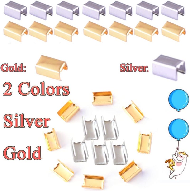 YESSZ End Fasteners Crimp Silver/Gold Ends Fold Over Crimp Ribbon Caps End Clip End Clamps Cord Rope Clip Leather Key Fob Hardware Jewelry Findings 200pcs 7mm (Gold) - Image 3